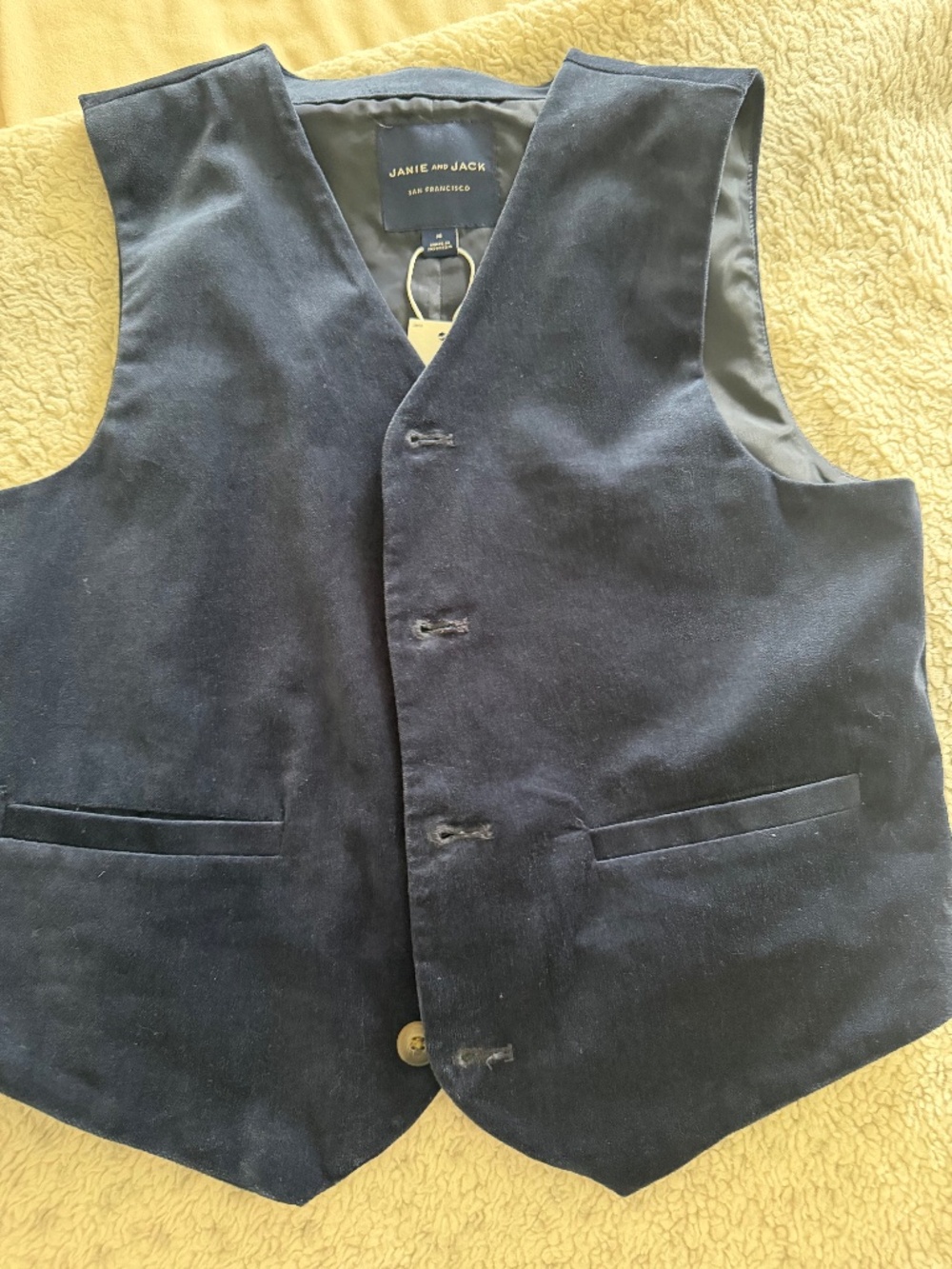 Janie and Jack Boys Navy Blue Velvet Vest – Size 14